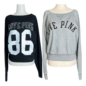 Bundle of Two Rare Vintage PINK Victoria’s Secret Campus Pullover Sweats…
